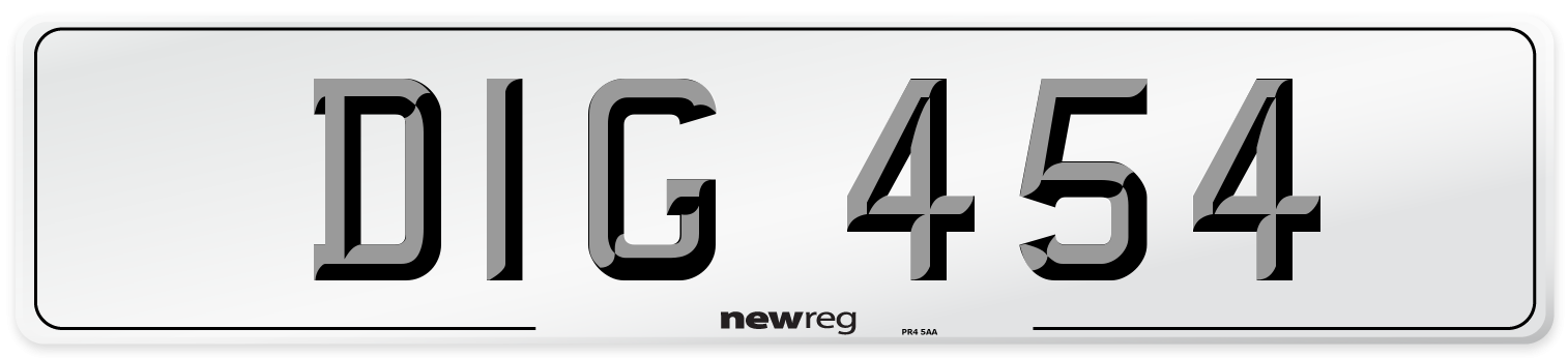 DIG 454 Number Plate from New Reg